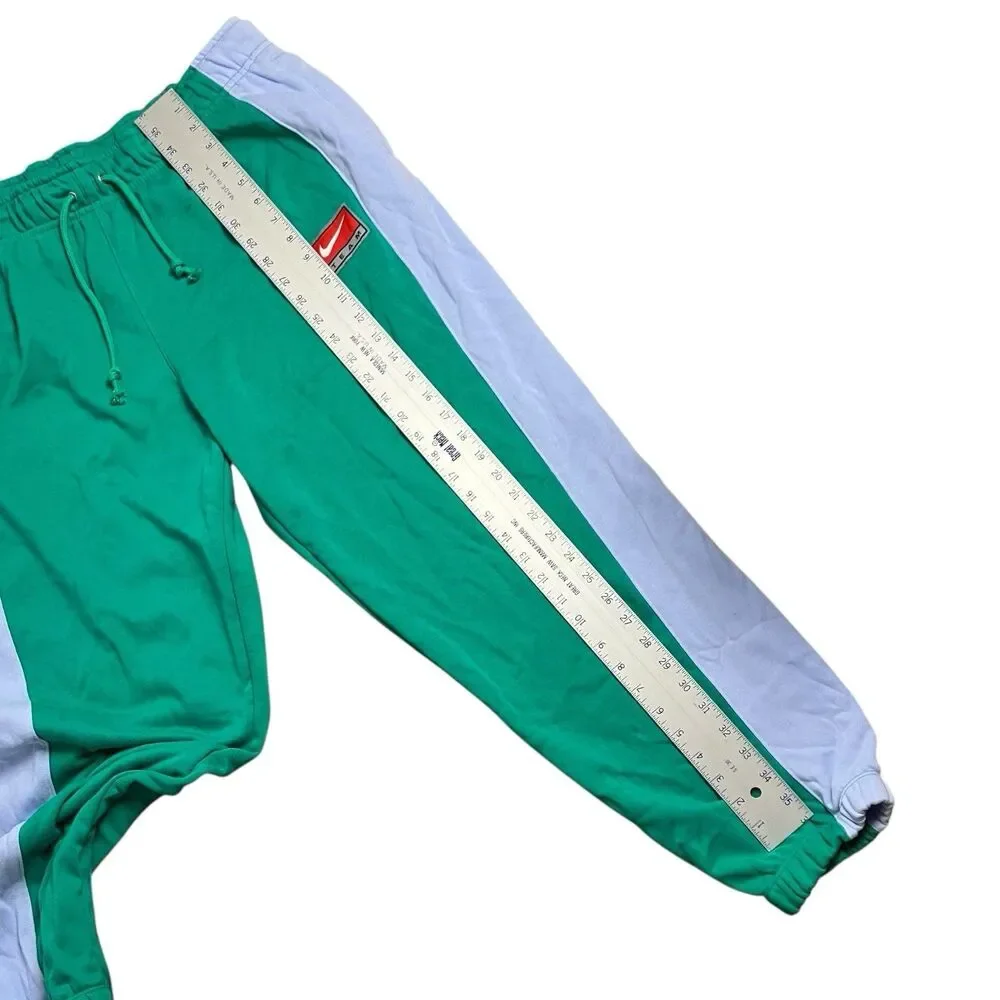 Nike Sweatpants WMNS XL Green Colorblock Tapered Fleece Sporty Swoosh Activewear